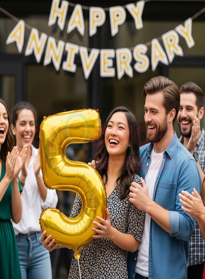Propsicle 32 inch Birthday Foil 5 Number Helium Balloon Party Decoration Golden Pack of 1 | 5 Year No. Balloons Birthday/Anniversary | Five Number - Image 5